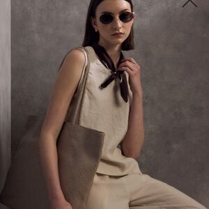 Quince Women's 100% European Linen Tank Flax Sleeveless Top M